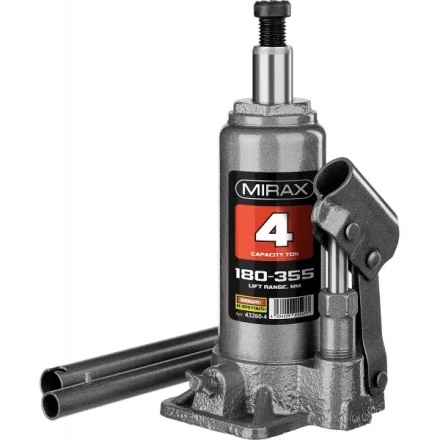 Домкрат гидравлический бутылочный, 4т, 180-355 мм, MIRAX 43260-4 43260-4 купить в Когалыме