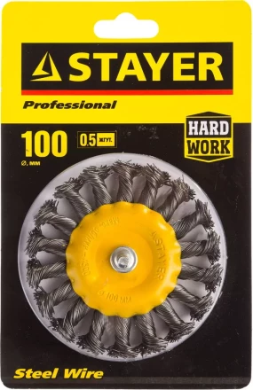 STAYER "PROFESSIONAL". Щетка дисковая для дрели, жгутированная стальная проволока 0,5мм, 100мм 35115-100 купить в Когалыме