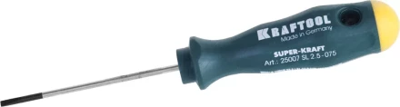 Отвертка KRAFTOOL, Cr-Mo-V закалённый стержень, двухкомпонентная противоскользящ рукоятка, SL 2,5x0,4x75мм 25007-2.5-075 купить в Когалыме
