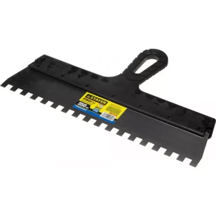 Шпатель STAYER "PROFESSIONAL" нержавеющий зубчатый с пластмассовой ручкой, 350мм, зуб 10х10мм 1009-35-10 купить в Когалыме