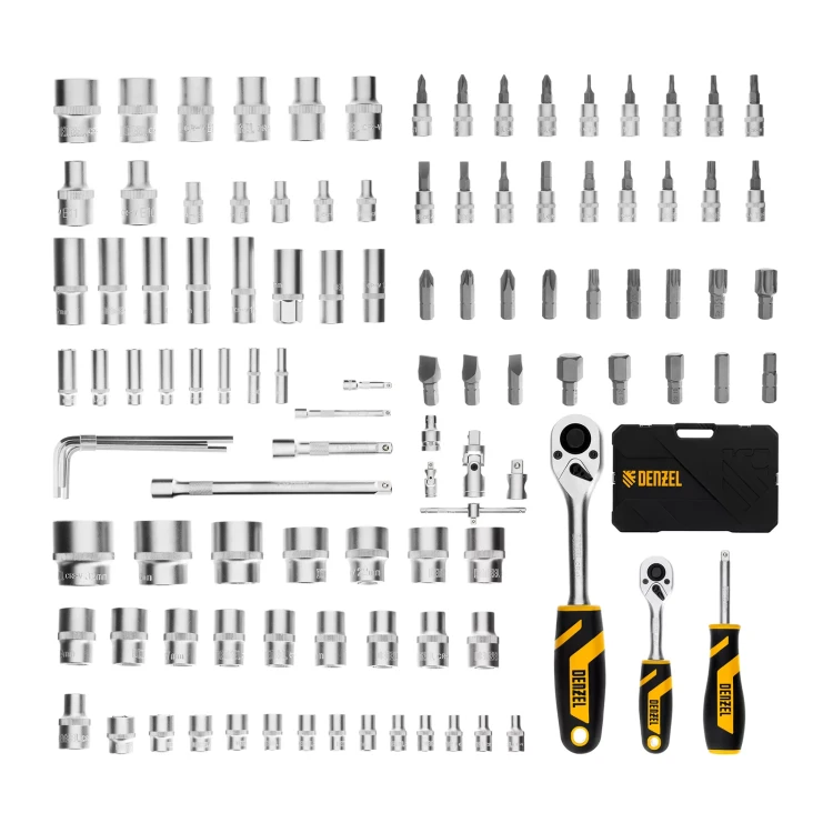 Набор инструментов Denzel 15814, 1/2", 1/4", CrV, S2, пластиковый кейс, 109 предметов купить в Когалыме