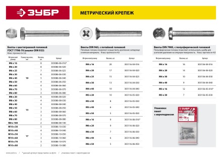 Винт DIN 965, M4 x 20 мм, 17 шт, кл. пр. 4.8, оцинкованный, ЗУБР 303116-04-020 купить в Когалыме