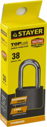 Замок STAYER "STANDARD" навесной, металлический корпус, удлиненная закаленная дужка, 38мм 37160-38-1 купить в Когалыме