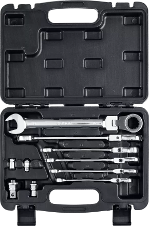 Наборы трещоточных комбинированных ключей шарнирных с адаптерами серия ПРОФЕССИОНАЛ купить в Когалыме