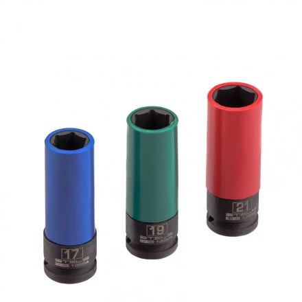 Набор головок ударных 6-гранных удлиненных для колесных дисков 17 19 21 мм 1/2" 3 предмета Stels 13953 купить в Когалыме