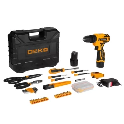 Дрель аккумуляторная DEKO Banger 12V + набор инструмента 93 предмета, 063-4168