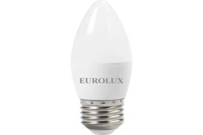 Лампа светодиодная EUROLUX LL-E-C37-6W-230-2,7K-E27 76/2/9