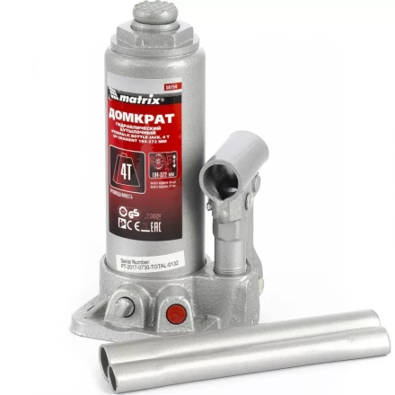 Домкрат гидравлический бутылочный 4 т h подъема 194–372 мм в пласт. кейсе MTX 507549 купить в Когалыме
