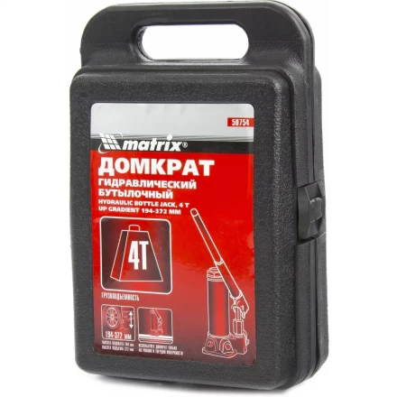 Домкрат гидравлический бутылочный 4 т h подъема 194–372 мм в пласт. кейсе MTX 507549 купить в Когалыме
