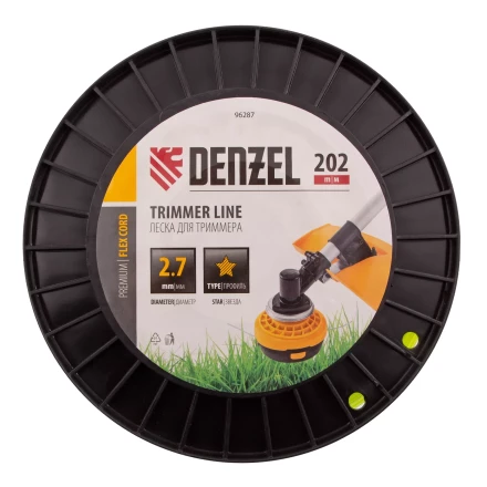 Леска для триммера звезда, 2,7мм х 202м, на DIN катушке FLEX CORD// Denzel 96287 купить в Когалыме