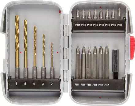 Набор ЗУБР "МАСТЕР": Насадки для шуруповерта и дрели, биты, биты-сверла, адаптер, 20 предметов 26056-H20 купить в Когалыме