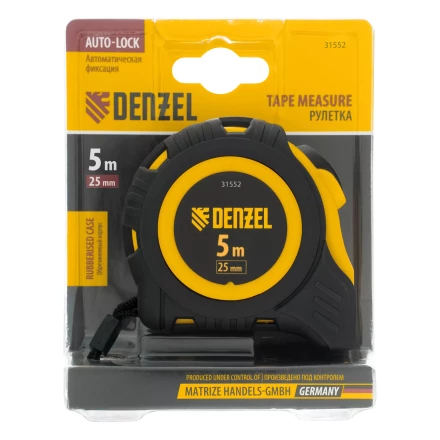 Рулетка Denzel  5м х 25мм, обрезиненный корпус, автоматическая фиксация, 31552 купить в Когалыме