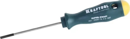 Отвертка KRAFTOOL, Cr-Mo-V закалённый стержень, двухкомпонентная противоскользящ рукоятка, SL 3,0x0,5x80мм 25007-3.0-080 купить в Когалыме