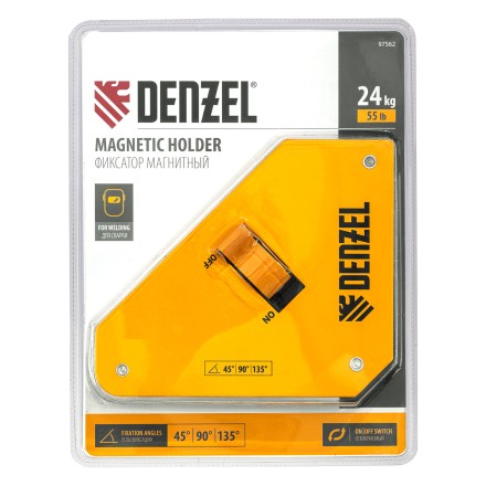 Фиксатор магнитный отключаемый для сварочных работ усилие Denzel 55 LB, 45х90 град. 97562 купить в Когалыме