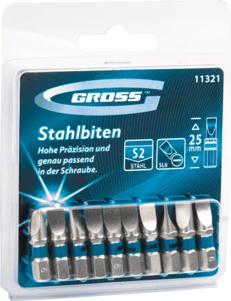 Набор бит РZ2х25, сталь S2, 10шт GROSS 11340 купить в Когалыме