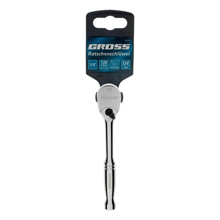 Ключ-трещотка 1/4&quot; Gross 14050, CrV, 120 зубьев, цельнометаллический, хром купить в Когалыме