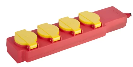 Удлинитель силовой "СТРОИТЕЛЬ", 5 м, 3500 Вт, 4 гнезда, с крышками, ПВС 3x1 мм2 СВЕТОЗАР SV-55044-5 купить в Когалыме