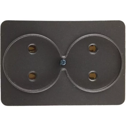 Розетка СВЕТОЗАР "ГАММА" без заземления, двойная, без вставки и рамки, цвет темно-серый металлик, 16А/~250В SV-54102-DM купить в Когалыме