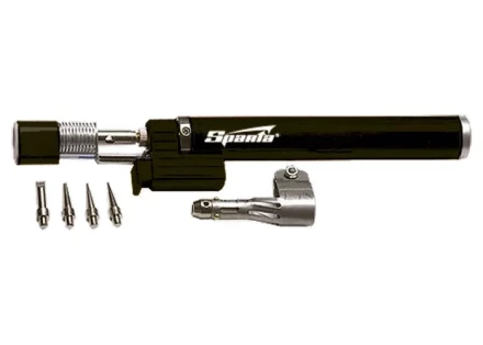 Горелка газовая тип "Карандаш" c пьезоподжигом + 4 насадки для пайки 200 мм SPARTA 914325 купить в Когалыме