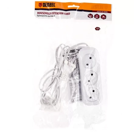 Удлинитель бытовой без заземления 2 м 3 розетки 6 A серия УХ6 Denzel 95925 купить в Когалыме