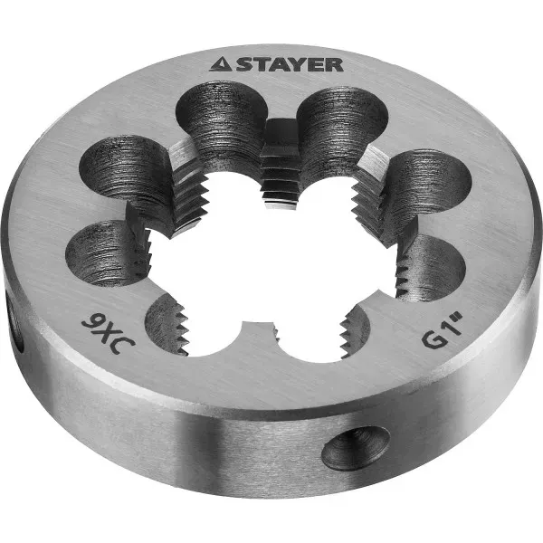Плашка круглая ручная STAYER "MASTER", сталь 9ХС, для трубной резьбы G 1`` 28029-1 купить в Когалыме
