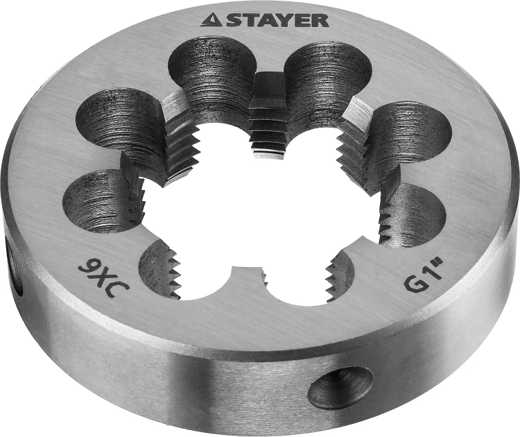 Плашка круглая ручная STAYER "MASTER", сталь 9ХС, для трубной резьбы G 1`` 28029-1 купить в Когалыме