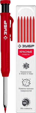 ЗУБР АСК красный, d 2,8 мм, HB, 6 сменных грифелей, автоматический карандаш (06311-3) купить в Когалыме