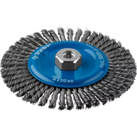 ЗУБР "ПРОФЕССИОНАЛ". Щетка дисковая для УШМ, плетеные пучки стальной проволоки 0,5мм, 150ммхМ14 35192-150_z02 купить в Когалыме