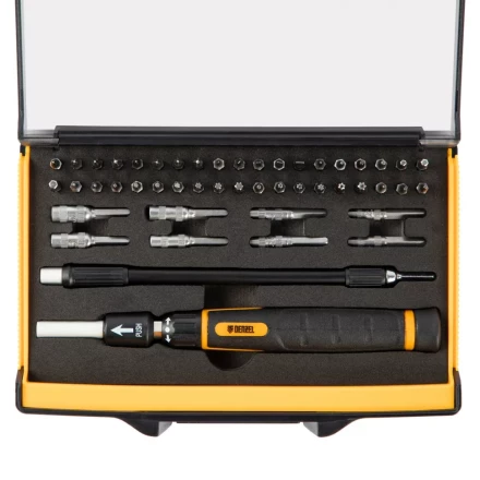 Отвертка с набором бит и торцевых головок для точных работ Denzel 7711599, гибкий привод, 48 шт, CrMo купить в Когалыме