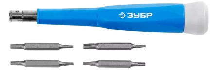 Набор ЗУБР Отвертка "ЭКСПЕРТ" для точных работ,CR-V,сменные двусторонние биты TORX, 5предметов 25621-H5 купить в Когалыме