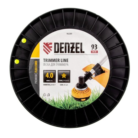 Леска для триммера звезда, 4,0мм х 93м, на DIN катушке FLEX CORD// Denzel 96289 купить в Когалыме
