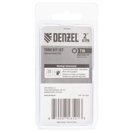 Бита T10x50, 5 шт. Denzel 7711318 купить в Когалыме