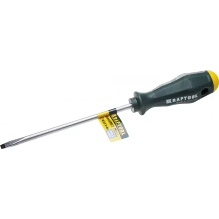 Отвертка KRAFTOOL, Cr-Mo-V закалённый стержень, двухкомпонентная противоскользящ рукоятка, SL 6,5x1,2x150мм 25007-6.5-150 купить в Когалыме