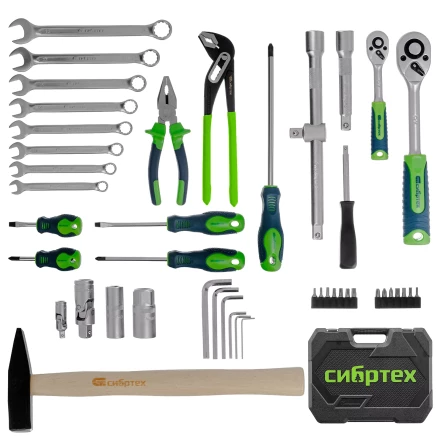 Набор инструментов Сибртех 13394, 1/2", 1/4", пластиковый кейс 76 предметов купить в Когалыме