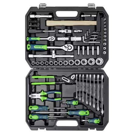 Набор инструментов Сибртех 13394, 1/2", 1/4", пластиковый кейс 76 предметов купить в Когалыме