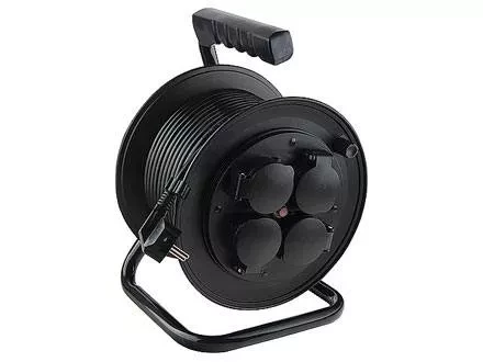 Удлинитель силовой на кабельной катушке, 3*1мм*50м, 4 розетки с крышкой, 10A, IP44, STERN 95708 купить в Когалыме