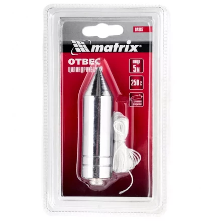 Отвес цилиндрический 250 г шнур 5 м Matrix 84887 купить в Когалыме