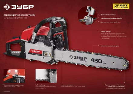 Бензиновая пила (бензопила) ПБЦ-М450 40П серия МАСТЕР купить в Когалыме