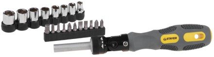 Набор STAYER Отвертки &quot;MAX-GRIP&quot;, Cr-V, реверсивно-рычажная, 20 предметов 2585-H20 G купить в Когалыме