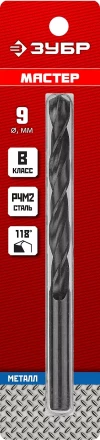 ЗУБР 9.0 х 125 мм, сталь Р4М2, класс В, сверло по металлу (29605-9) купить в Когалыме