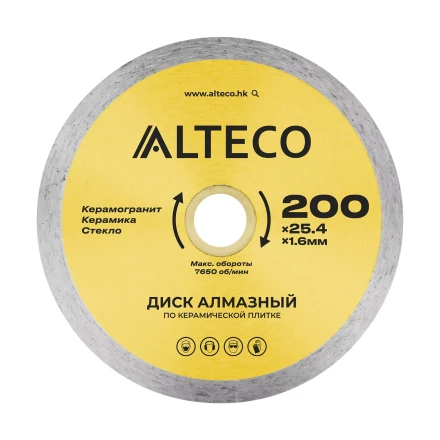 Диск алмазный по керамической плитке ALTECO 200x25.4x1.6 мм 66527 купить в Когалыме