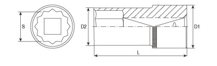 Головка торцевая 12-гранная глубокая 1/2&quot;DR 9 мм S04HD4709 Jonnesway 49059 купить в Когалыме