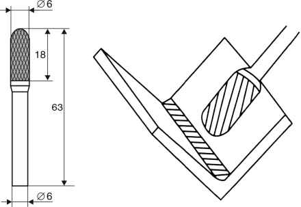 Борфреза Цилиндрическая cо сферическим концом C 6х6 Энкор 21704 купить в Когалыме