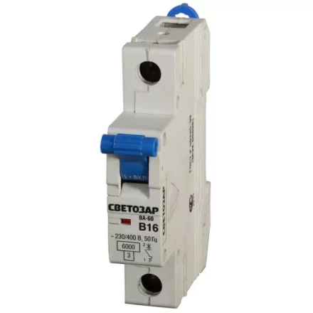 Выключатель автоматический СВЕТОЗАР 1-полюсный, 6 A,"B", откл. сп. 6 кА, 230 / 400 В SV-49051-06-B купить в Когалыме