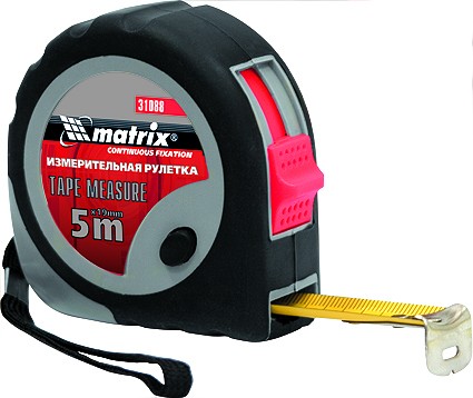 Рулетка Continuous  fixation 3 м х 16 мм обрезиненный корпус плавная фиксация  MATRIX 31086 купить в Когалыме