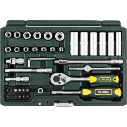 Набор KRAFTOOL "EXPERT QUALITAT": Торцовые головки "SUPER LOCK" с присоединит квадратом, 1/4", 42 предмета 27885-H42_z02 купить в Когалыме