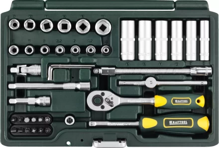 Набор KRAFTOOL "EXPERT QUALITAT": Торцовые головки "SUPER LOCK" с присоединит квадратом, 1/4", 42 предмета 27885-H42_z02 купить в Когалыме