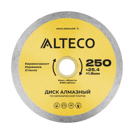 Диск алмазный по керамической плитке ALTECO 250x25.4x1.8 мм 66528 купить в Когалыме