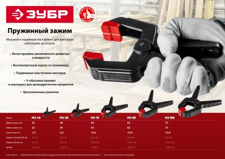 ЗУБР МЗ-40, 38 х 38 мм, пружинный зажим (32247-4) купить в Когалыме
