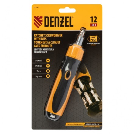 Отвертка реверсивная Denzel 7711611, механизм SmartPush 12 шт, S2 купить в Когалыме